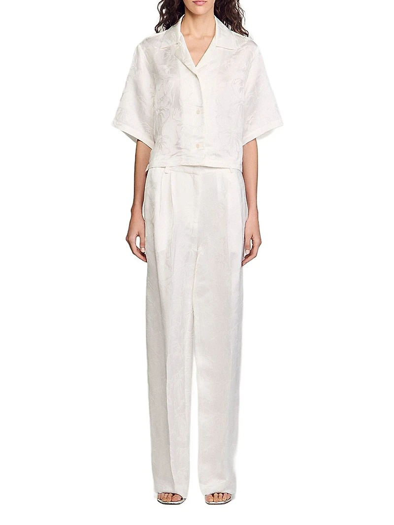 Cropped Shirt with Jacquard Bows