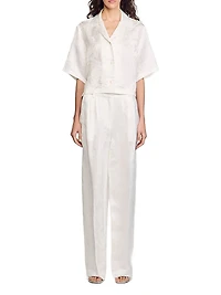 Cropped Shirt with Jacquard Bows