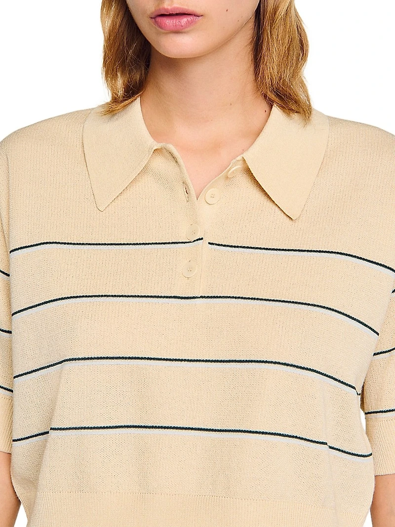 Cropped Striped Knitted Sweater