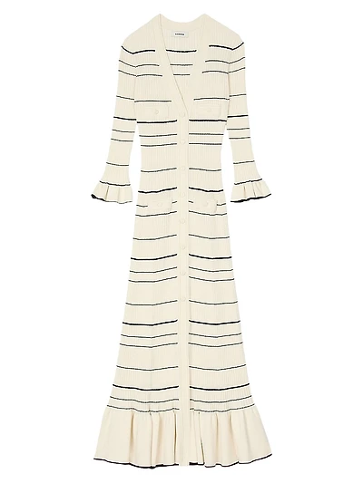 Stripy Knit Midi Dress