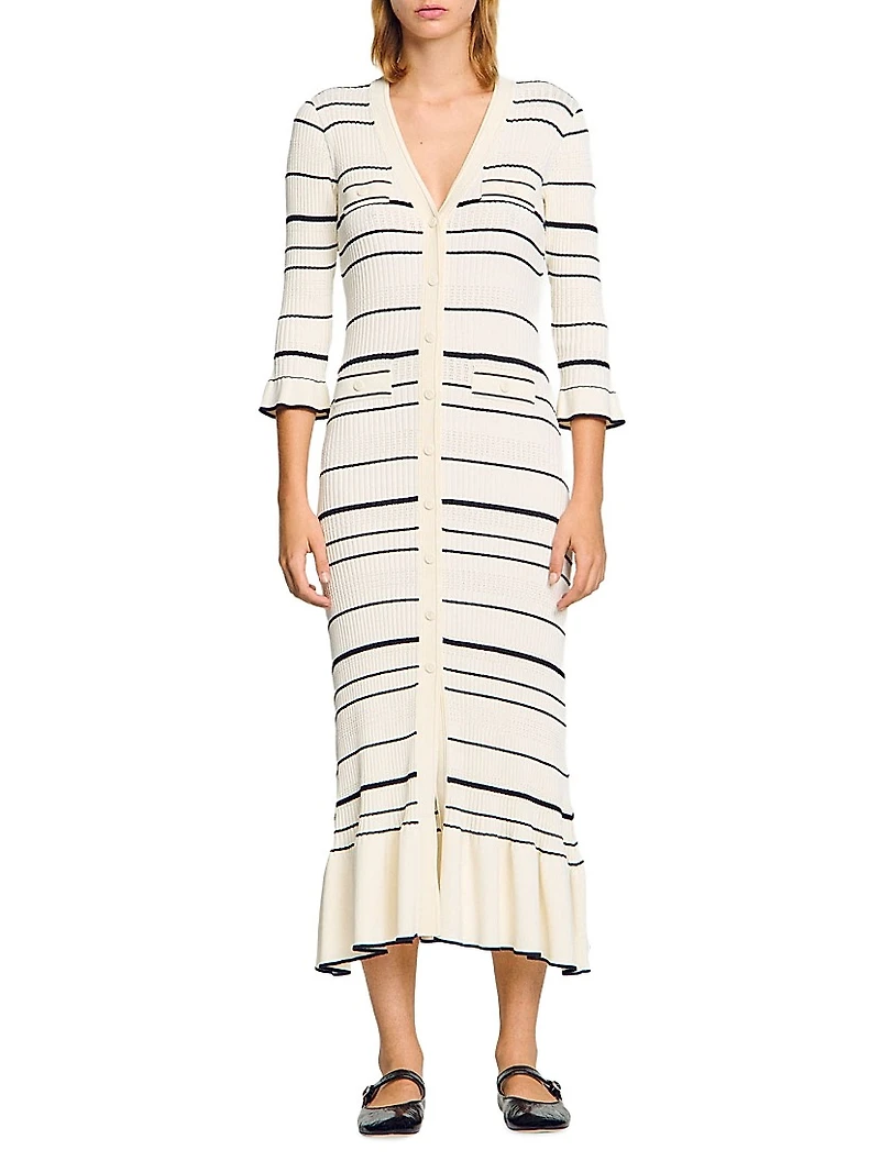 Stripy Knit Midi Dress
