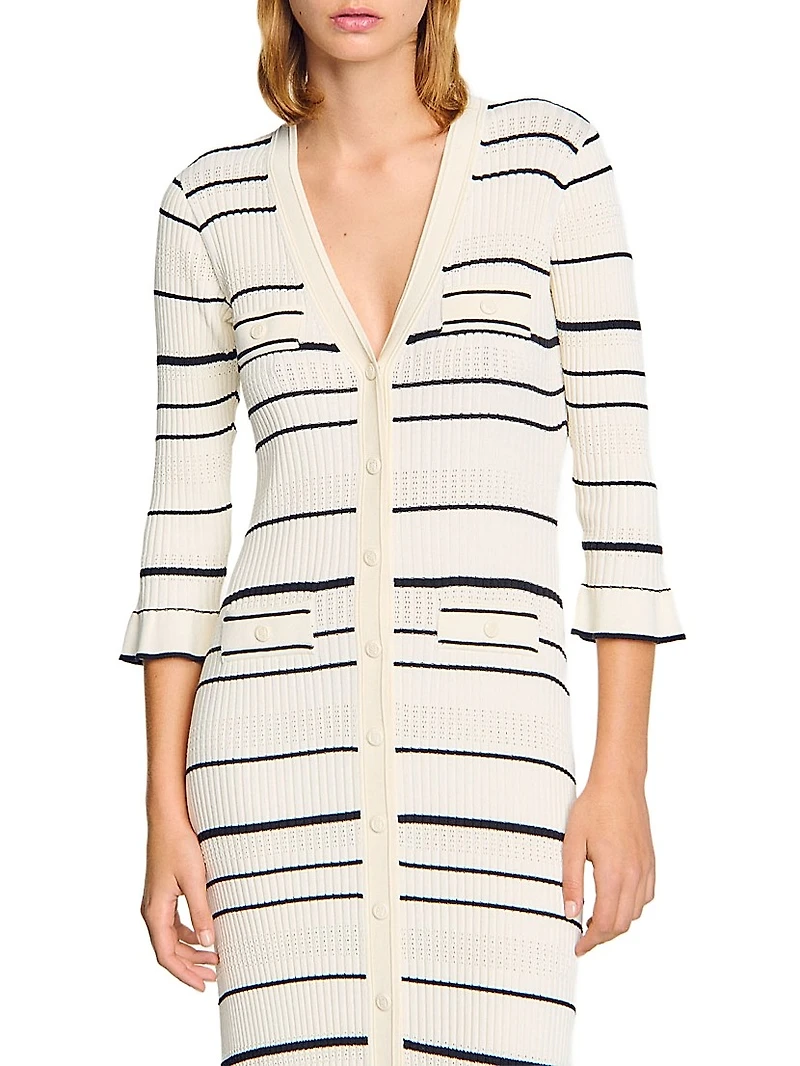 Stripy Knit Midi Dress