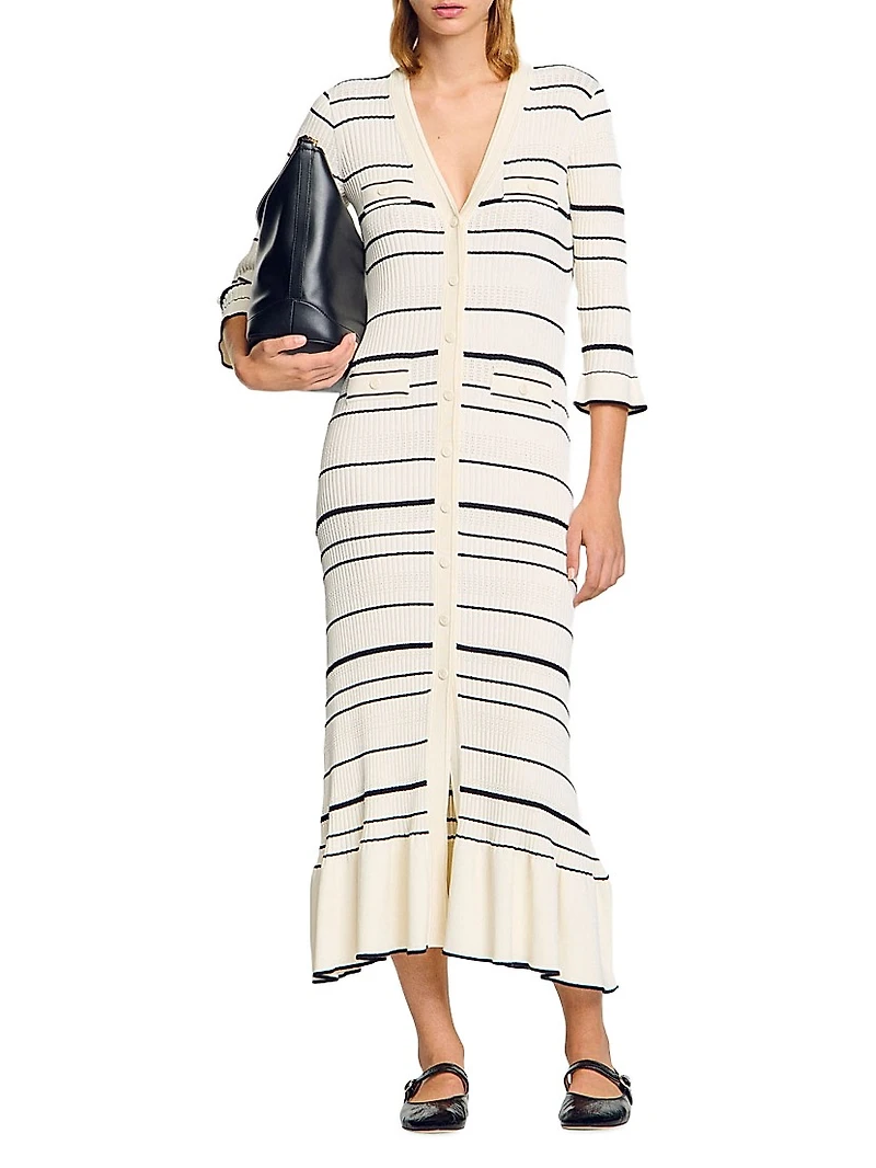 Stripy Knit Midi Dress