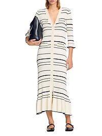 Stripy Knit Midi Dress