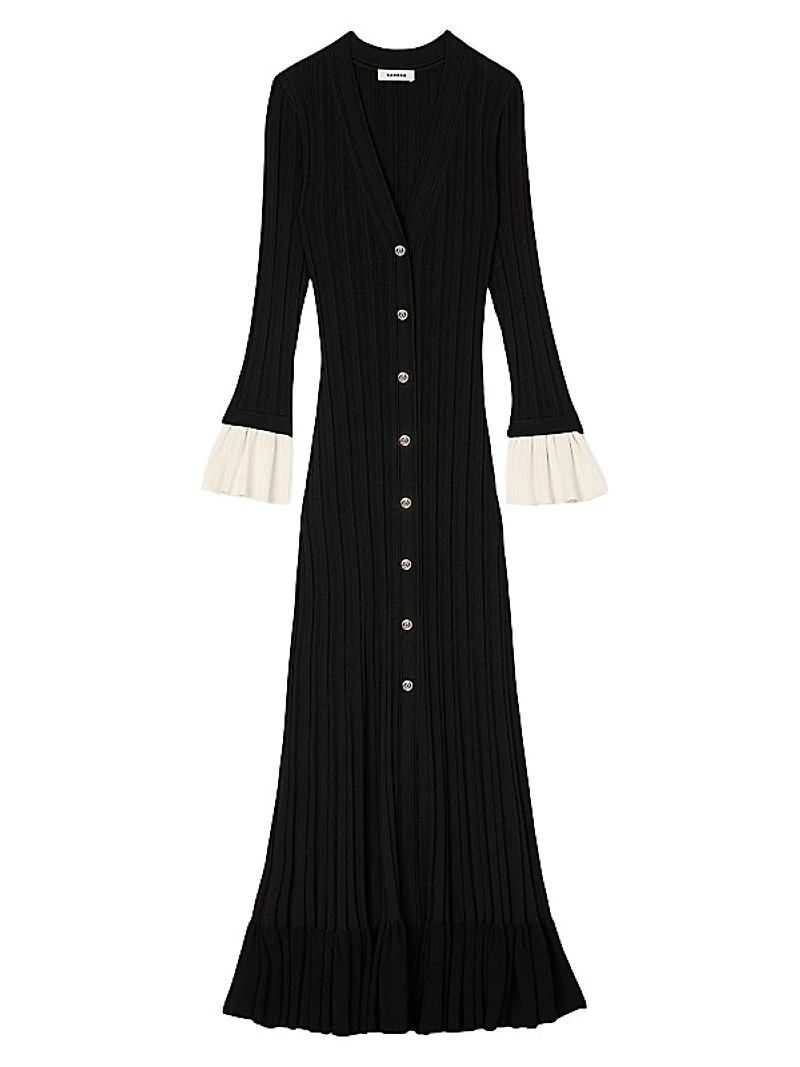 Two-Tone Knit Midi Dress