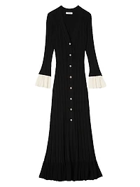 Two-Tone Knit Midi Dress