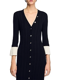 Two-Tone Knit Midi Dress
