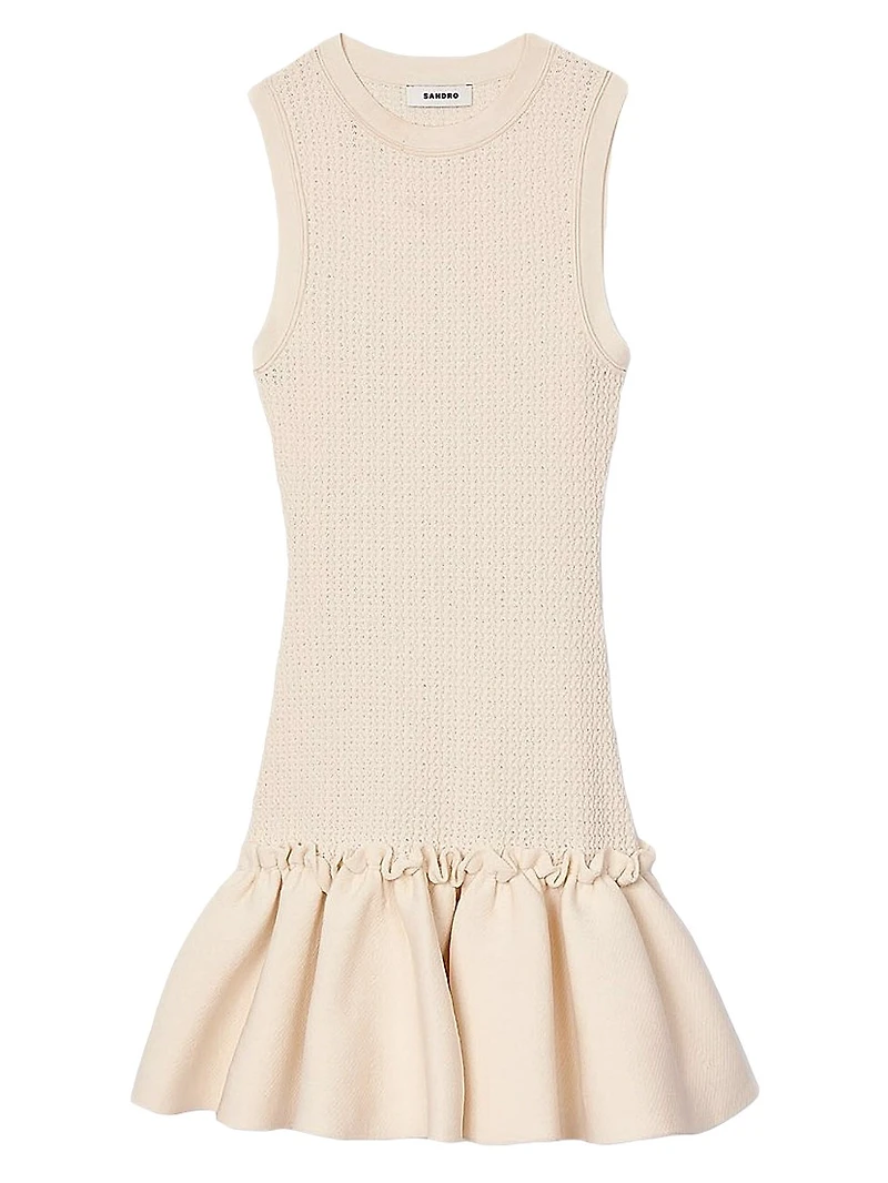 Mini Knit Dress with Ruffle