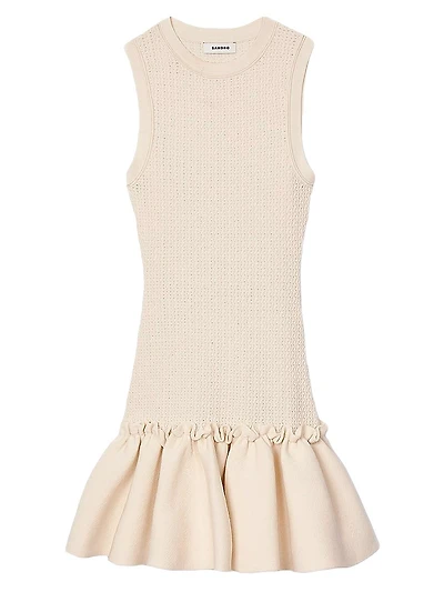 Mini Knit Dress with Ruffle