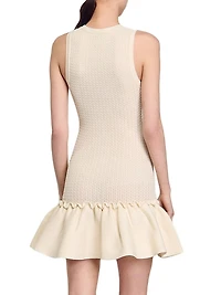 Mini Knit Dress with Ruffle