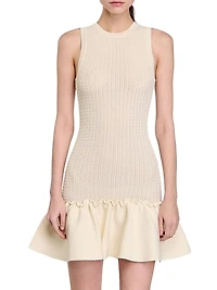 Mini Knit Dress with Ruffle