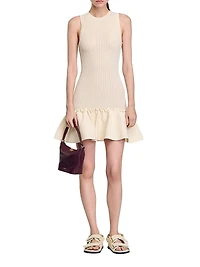 Mini Knit Dress with Ruffle