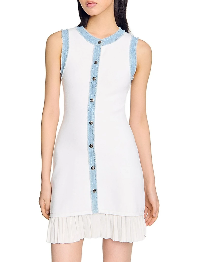Mini Knit Dress with Ruffle