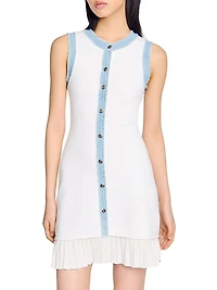 Mini Knit Dress with Ruffle