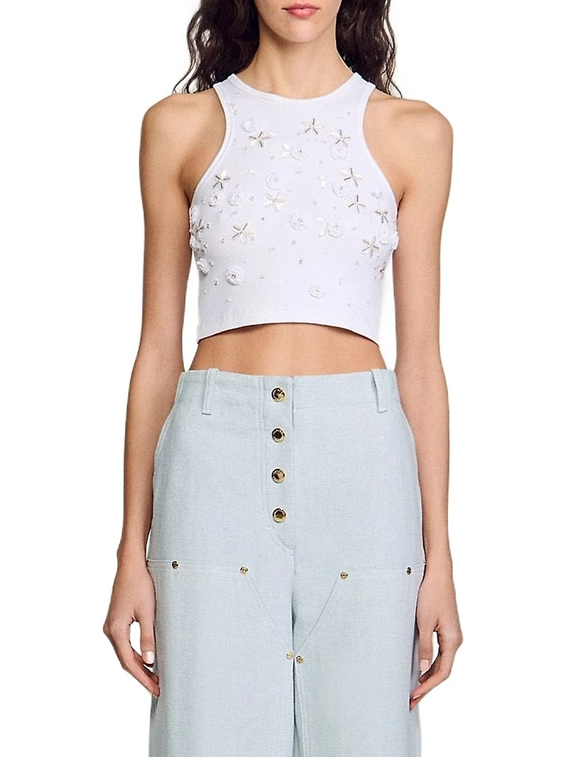 Beaded and Rhinestone Tank Top