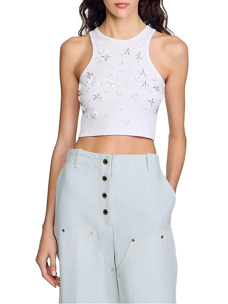 Beaded and Rhinestone Tank Top