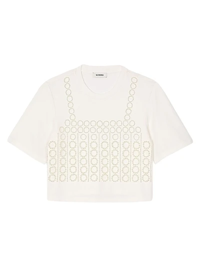 Beaded Cropped T-Shirt