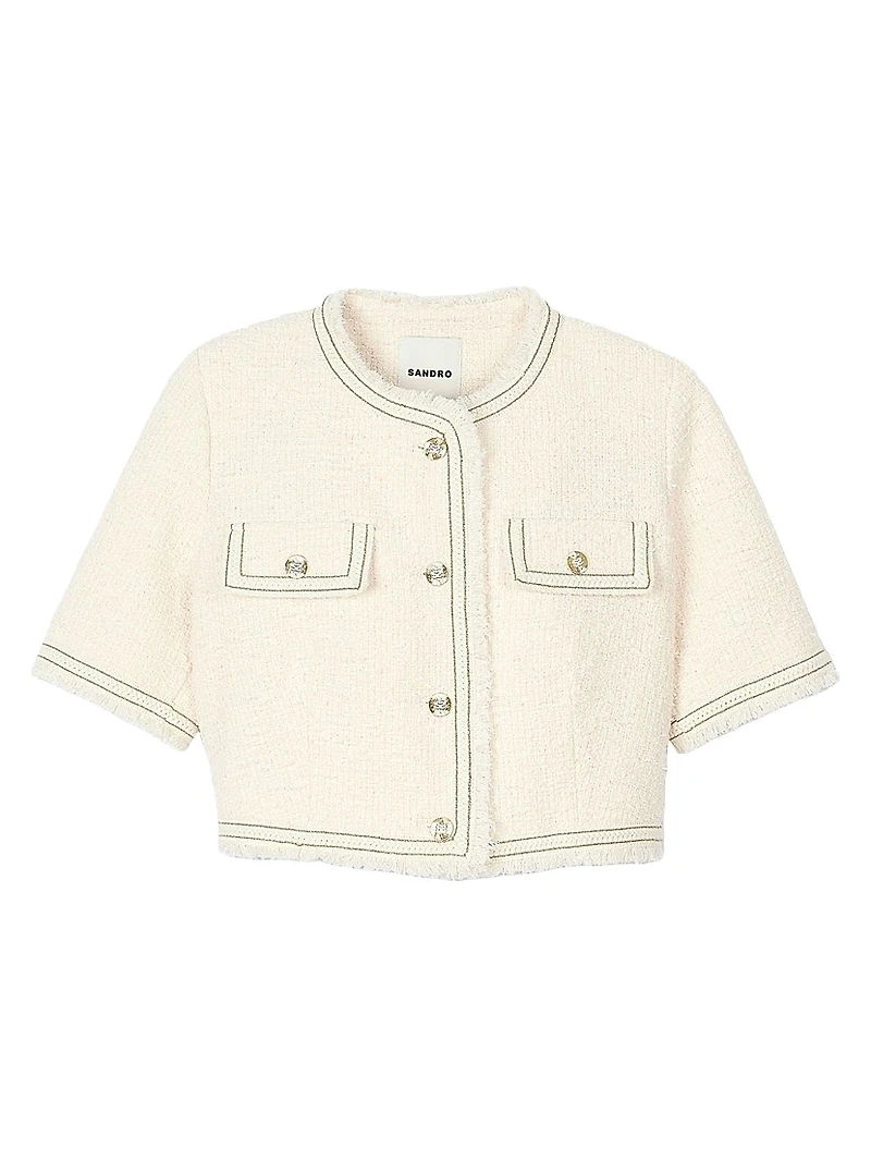 Short-Sleeved Tweed Jacket