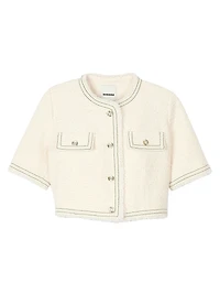 Short-Sleeved Tweed Jacket