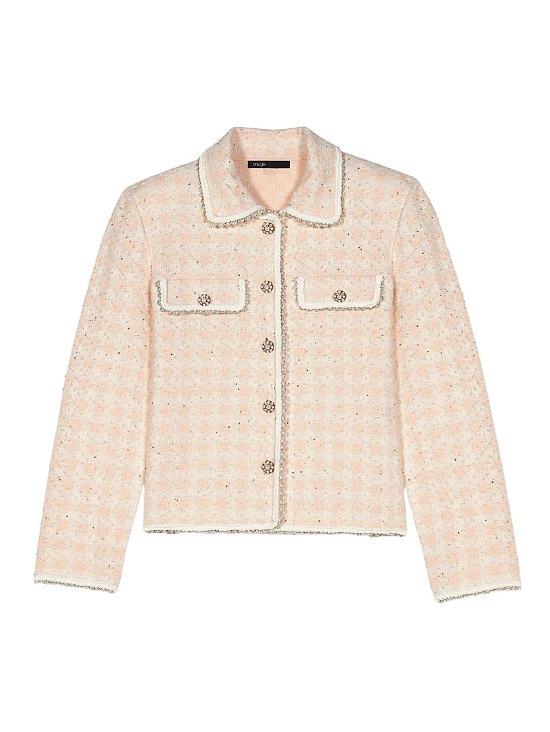 Tweed-Effect Knit Jacket