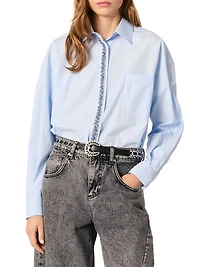 Poplin Shirt with Rhinestones
