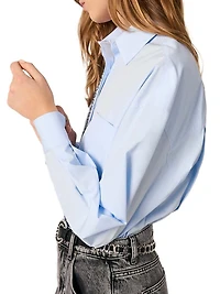 Poplin Shirt with Rhinestones