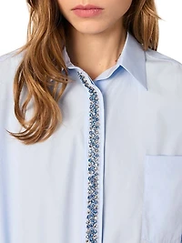 Poplin Shirt with Rhinestones