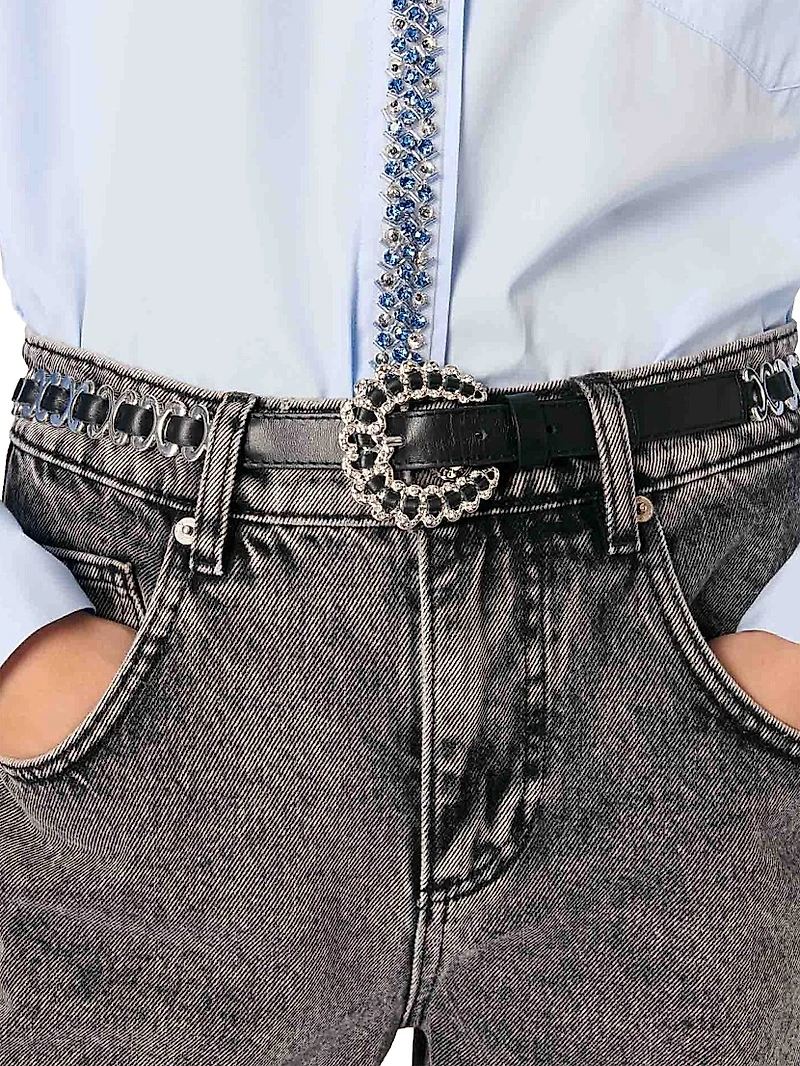 Poplin Shirt with Rhinestones