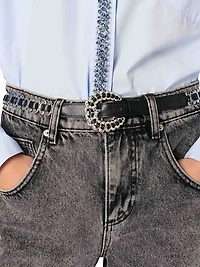 Poplin Shirt with Rhinestones