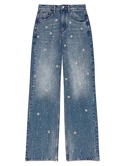 Wide-Leg Embroidered Jeans