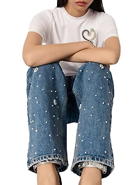 Wide-Leg Embroidered Jeans