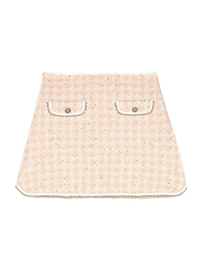 Short Tweed-Effect Knit Skirt