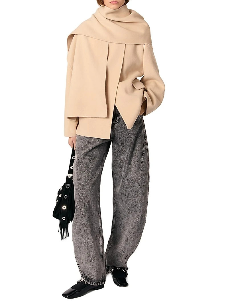 Double-Faced Coat with Scarf