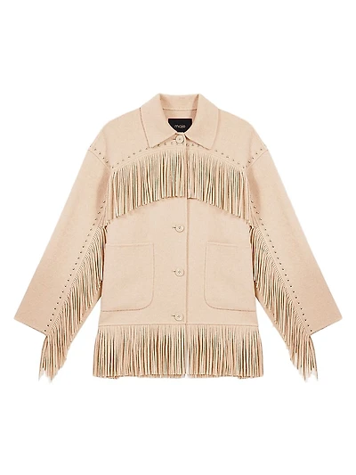Double-Breasted Fringed Coat
