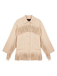 Double-Breasted Fringed Coat