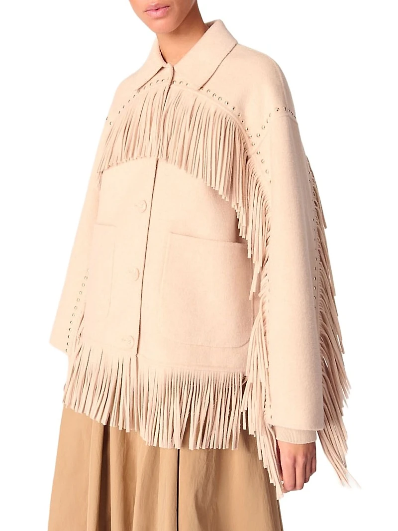 Double-Breasted Fringed Coat