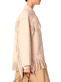 Double-Breasted Fringed Coat