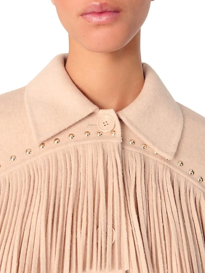 Double-Breasted Fringed Coat