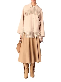 Double-Breasted Fringed Coat