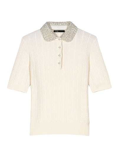 Jewellery Collar Knit Polo Short Sleeve Shirt