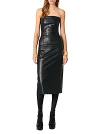 Bustier Leather Midi Dress