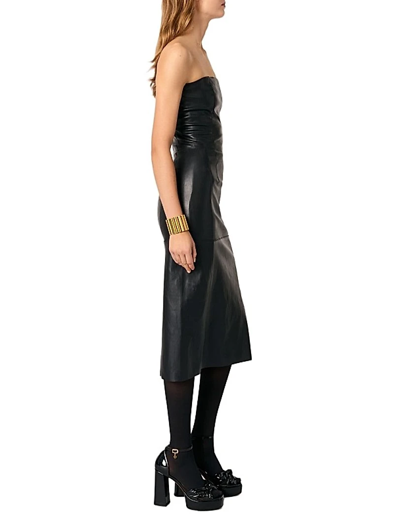 Bustier Leather Midi Dress