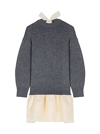 Wool and Organza Dual-Fabric Dress