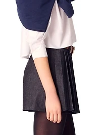 Layered-Effect Pleated Denim Shorts