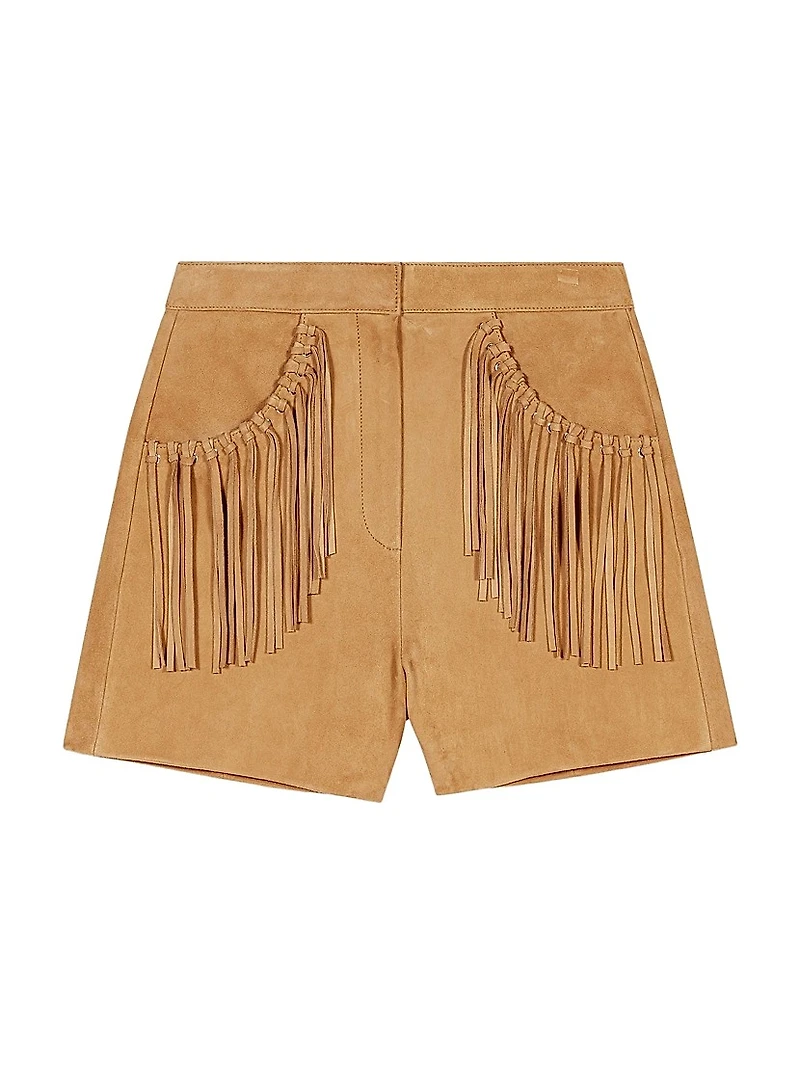 Fringed Leather Shorts