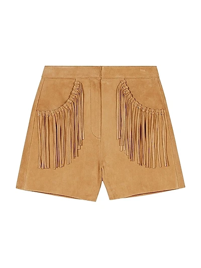 Fringed Leather Shorts