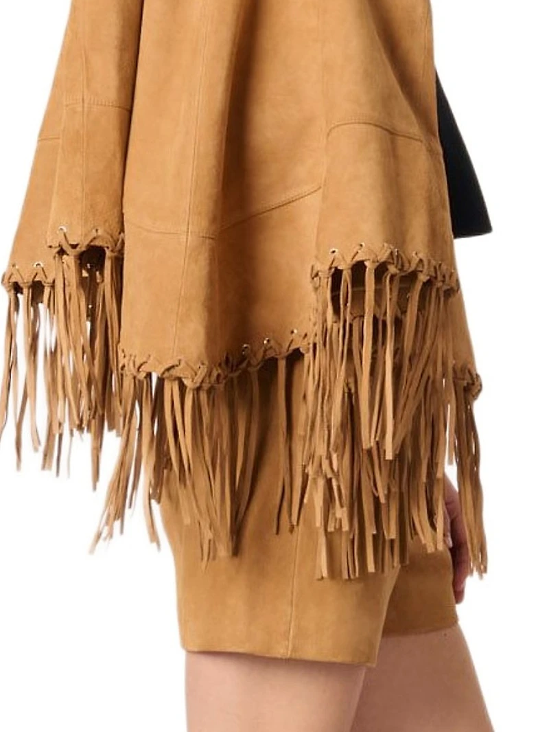 Fringed Leather Shorts