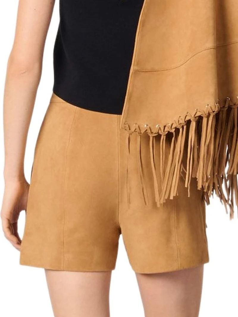 Fringed Leather Shorts