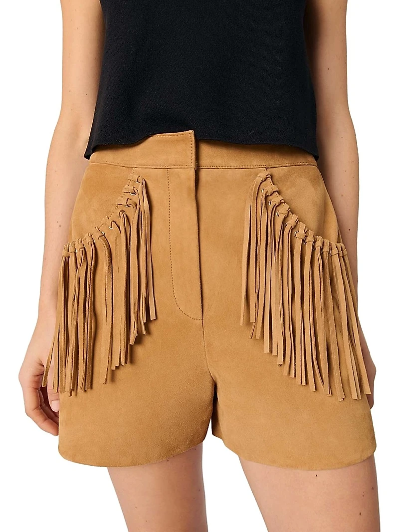 Fringed Leather Shorts
