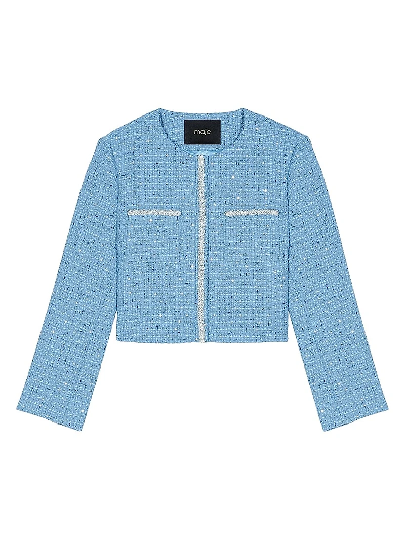Short Sequin Tweed Jacket